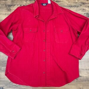 Vintage Woolrich XXL 1592 Red Chamois Button Up Shirt Heavyweight Moleskin Work